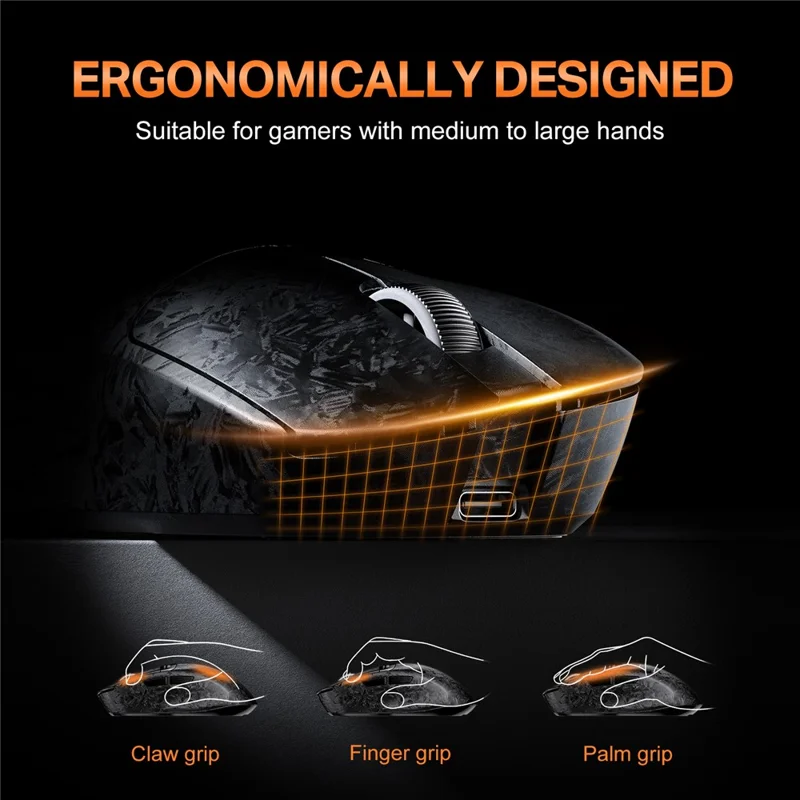 ONIKUMA DM08 Wireless Tri-Mode Gaming Mouse 2.4G Bluetooth-compatible Type-C OLED Display with RGB Charging Base - Black