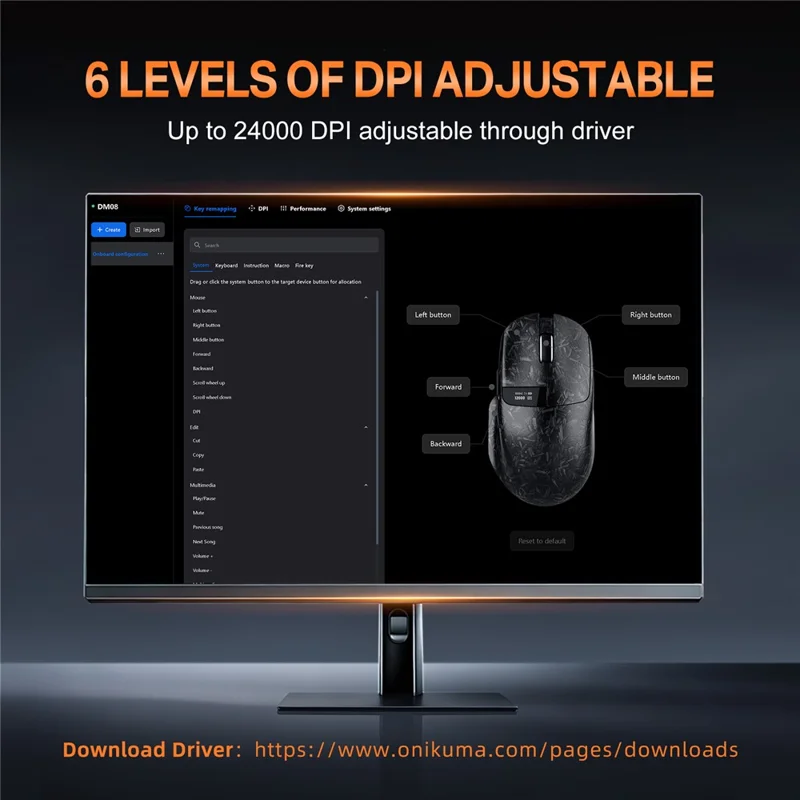 ONIKUMA DM08 Wireless Tri-Mode Gaming Mouse 2.4G Bluetooth-compatible Type-C OLED Display with RGB Charging Base - Black