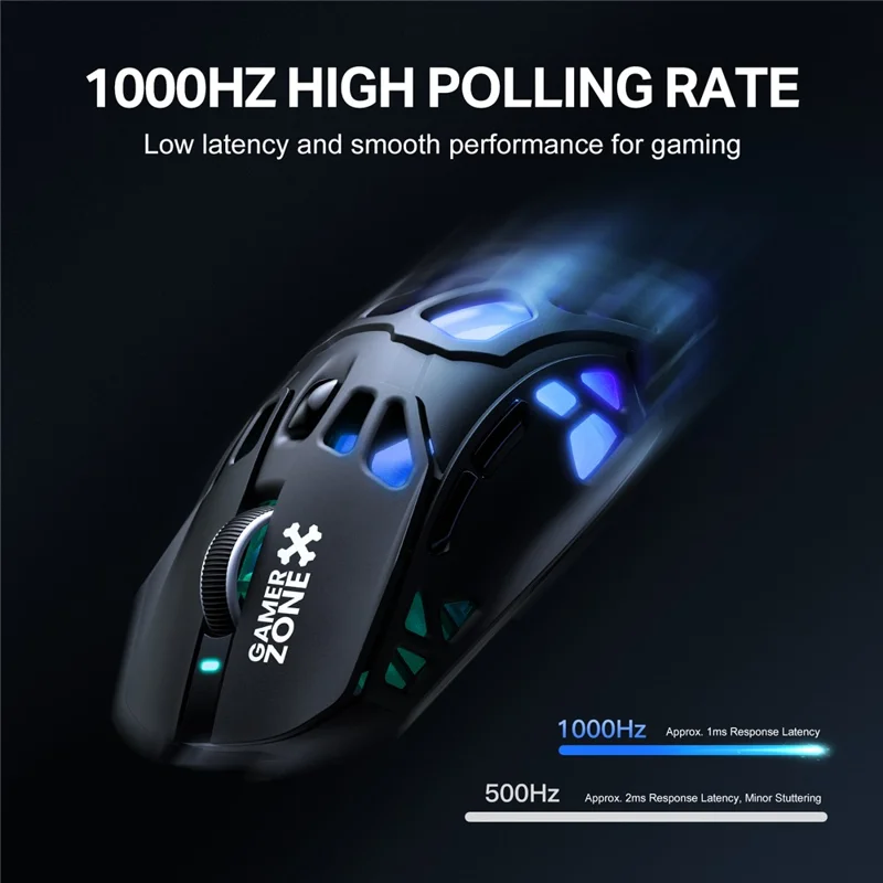 ONIKUMA DM09 Tri-Mode Wireless Gaming Mouse Hollow Design with RGB Magnetic Charging Base - Black
