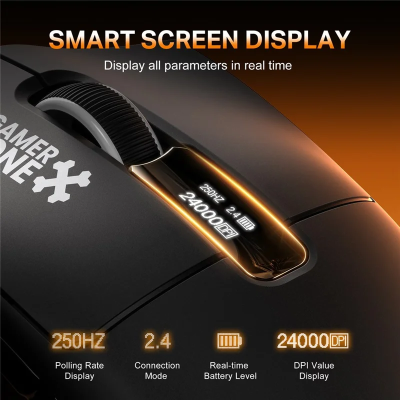 ONIKUMA DM10 Tri-Mode Wireless Gaming Mouse 6-Level DPI 1000Hz Polling Rate with RGB Charging Base - Black