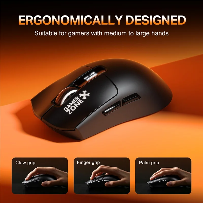 ONIKUMA DM10 Tri-Mode Wireless Gaming Mouse 6-Level DPI 1000Hz Polling Rate with RGB Charging Base - Black