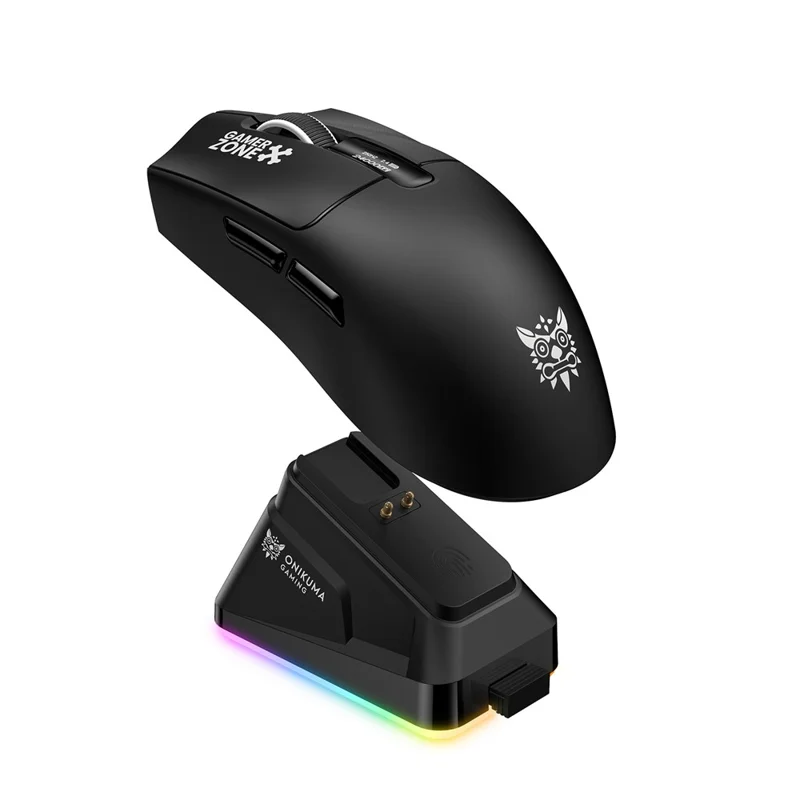 ONIKUMA DM10 Tri-Mode Wireless Gaming Mouse 6-Level DPI 1000Hz Polling Rate with RGB Charging Base - Black