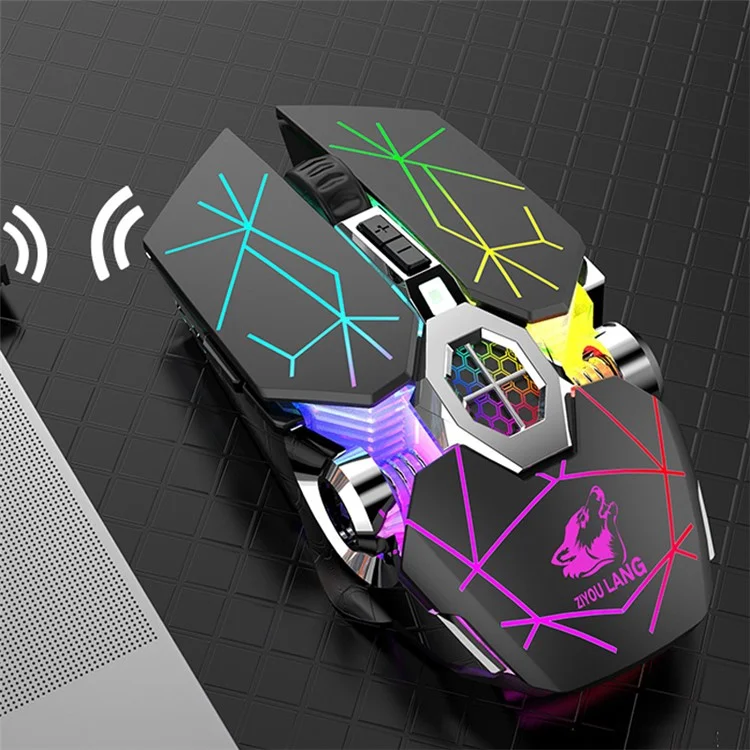 FREE WOLF X13 Wireless Charging Game Mouse Mute Water Cooling Luminous Mechanical Mouse - Star Black