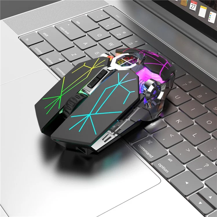 FREE WOLF X13 Wireless Charging Game Mouse Mute Water Cooling Luminous Mechanical Mouse - Star Black