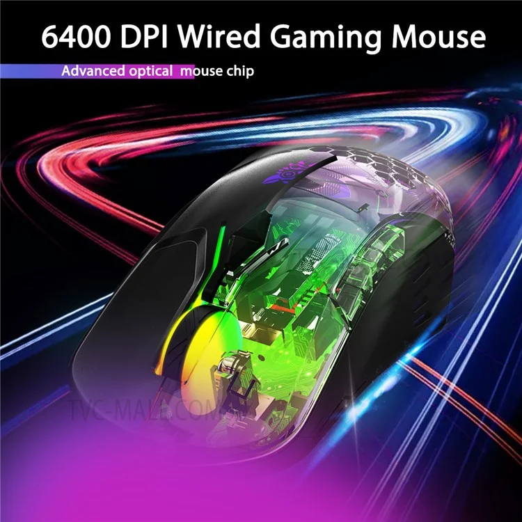 ONIKUMA CW902 6400 DPI Computer Mouse RGB Backlit USB Optische Ergonomische Gaming-Maus für PC-Gaming - Schwarz