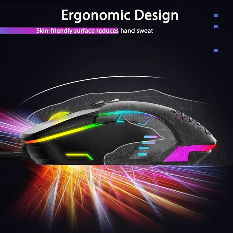 ONIKUMA CW902 6400 DPI Computer Mouse RGB Backlit USB Optische Ergonomische Gaming-Maus für PC-Gaming - Schwarz