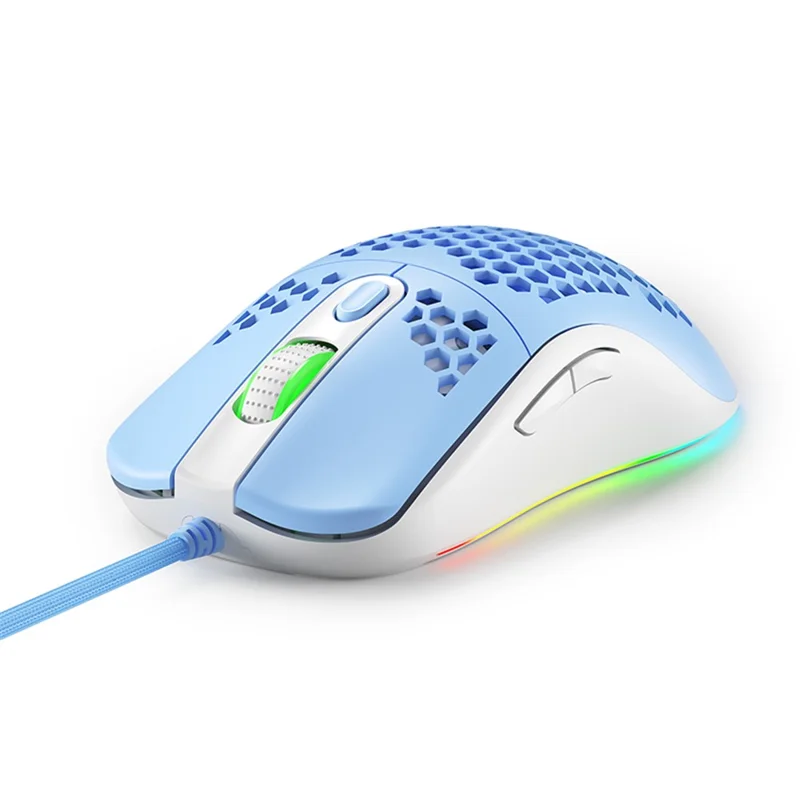 IBLANCOD GM01 Lightweight Honeycomb Gaming Mouse 6D Programmable Mice with RGB Backlit - Blue