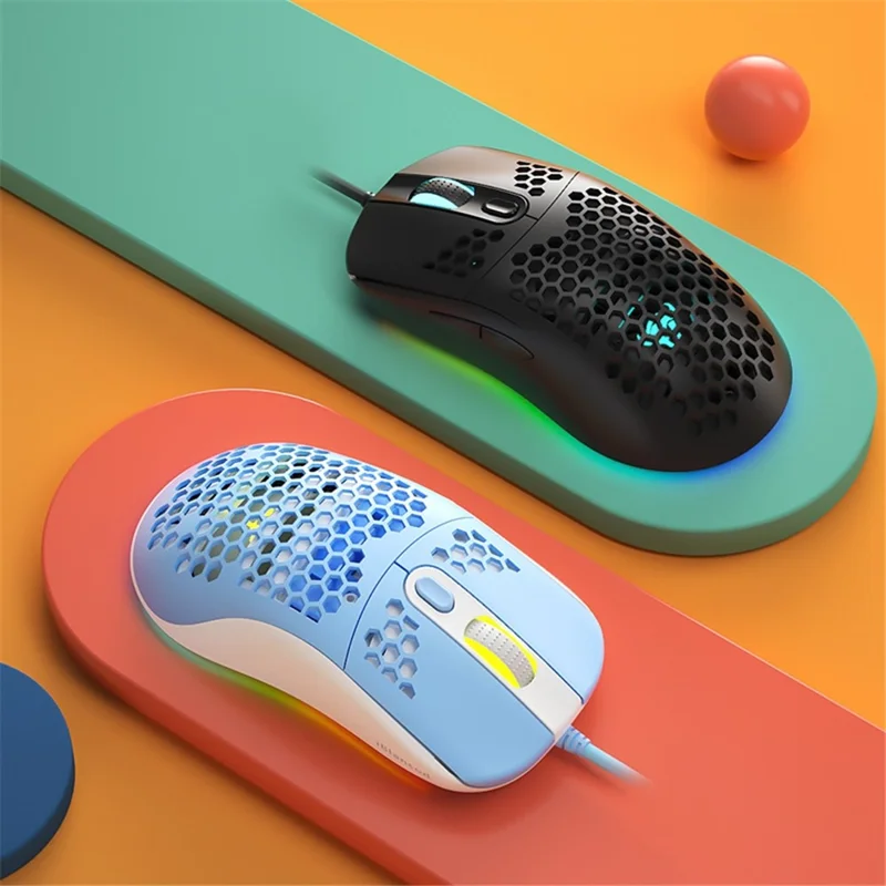 IBLANCOD GM01 Lightweight Honeycomb Gaming Mouse 6D Programmable Mice with RGB Backlit - Blue