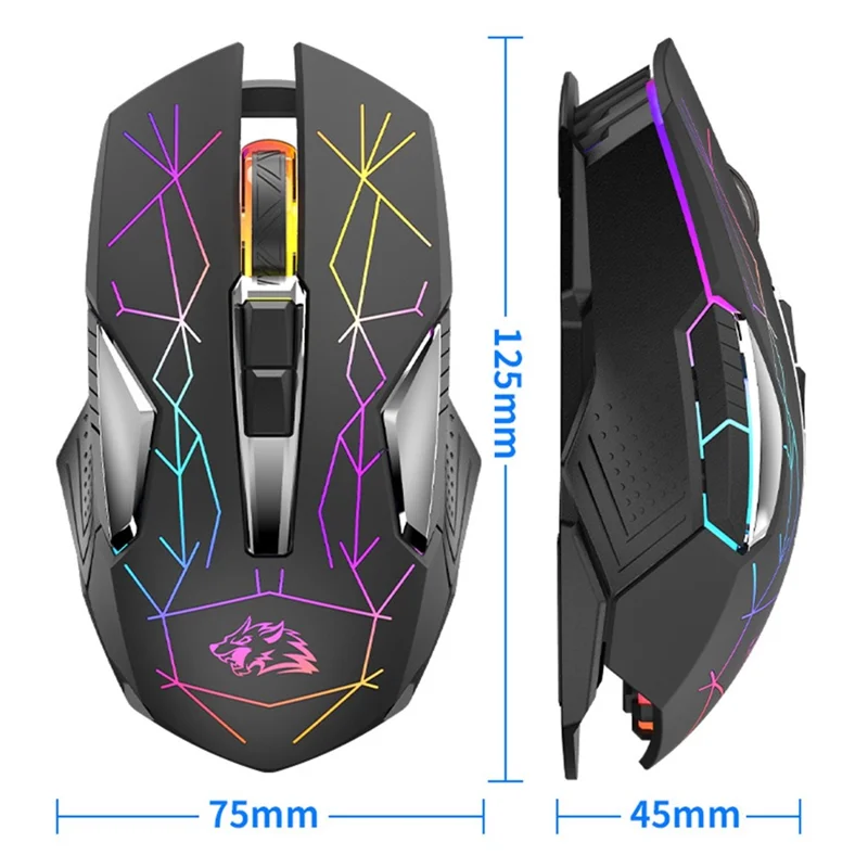 ZIYOU LANG X18 2.4GHz Wireless Bluetooth-compatible Mouse RGB Light 3 DPI Adjustable Cordless Computer Accessories - Black