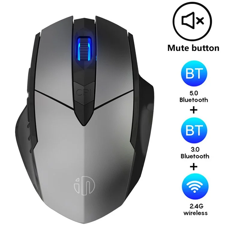 INPHIC PM6 Bluetooth 2.4G USB Wireless Mouse Computer Laptop PC Silent Rechargeable Charging Home Game Ergonomic Noiseless Mouse - Black / 2.4G Wireless