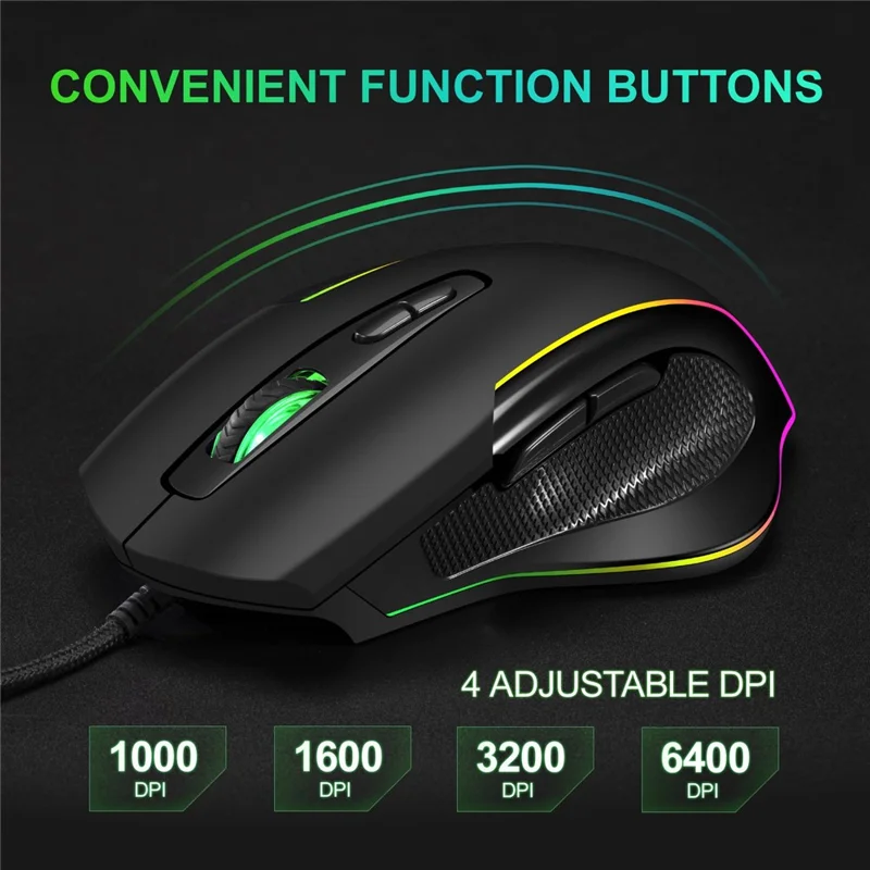 GOTBAT M30 Wired Mouse Computer Gaming Mouse Gamer Ergonomic Silent Mouse with RGB Light for PC Laptops