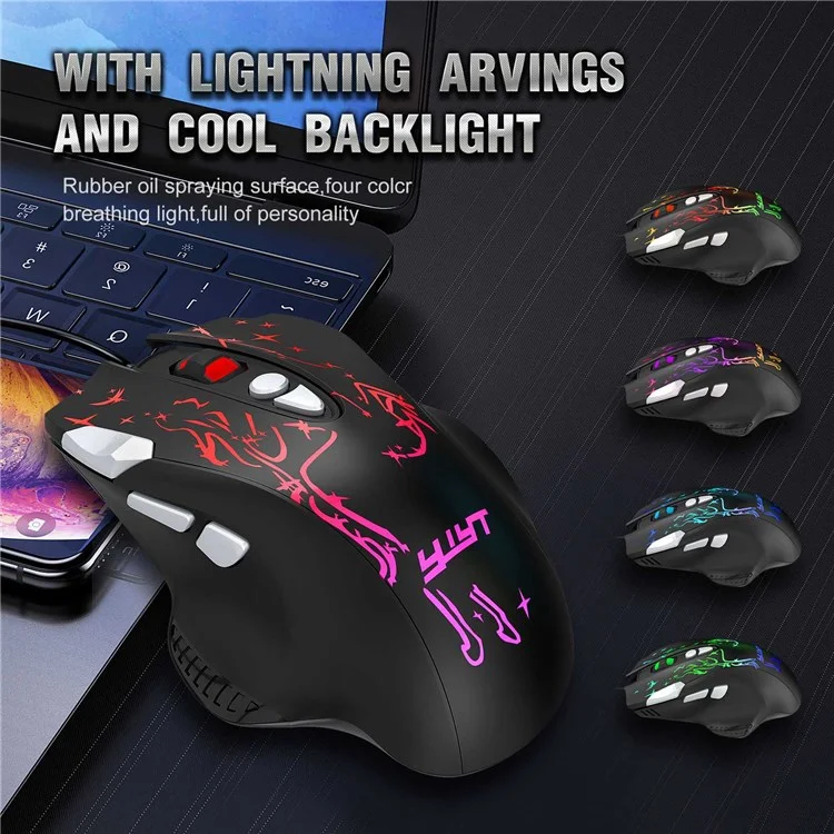 YWYT G855 Wired RGB Gaming Mouse 8-Button 6400 DPI Büro Home Mäuse Mit Seitenknöpfen