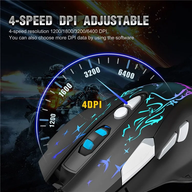 YWYT G855 Wired RGB Gaming Mouse 8-Button 6400 DPI Büro Home Mäuse Mit Seitenknöpfen