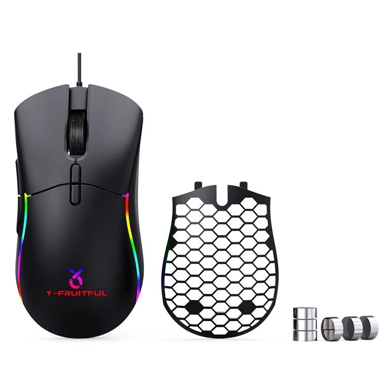 Y-fruitful M68 Wired Gaming Maus 12000 Dpi 6-gang Einstellbare E-sport-maus Mit Rgb-lichtern / Hohlbodenabdeckung / 6pcs Eisenblock