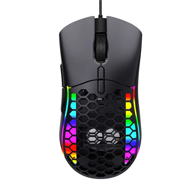 Y-fruitful M68 Wired Gaming Maus 12000 Dpi 6-gang Einstellbare E-sport-maus Mit Rgb-lichtern / Hohlbodenabdeckung / 6pcs Eisenblock