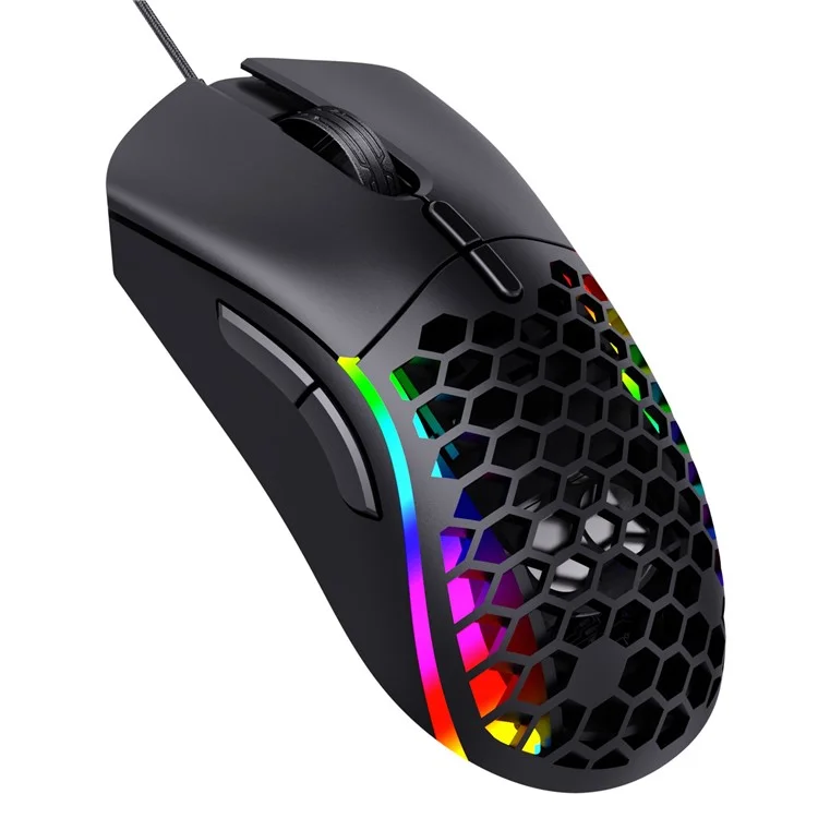 Y-fruitful M68 Wired Gaming Maus 12000 Dpi 6-gang Einstellbare E-sport-maus Mit Rgb-lichtern / Hohlbodenabdeckung / 6pcs Eisenblock