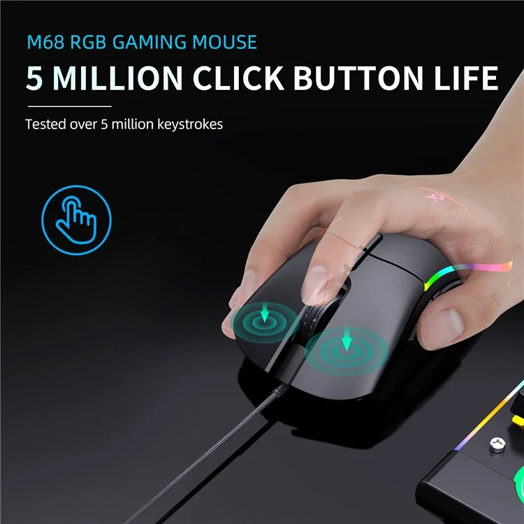 Y-fruitful M68 Wired Gaming Maus 12000 Dpi 6-gang Einstellbare E-sport-maus Mit Rgb-lichtern / Hohlbodenabdeckung / 6pcs Eisenblock