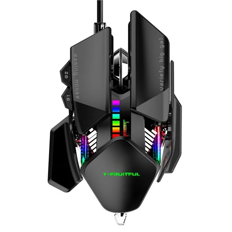 Y-fruitful M8 RGB Wiring Gaming Mouse 800-4000 DPI Mouse Mecânico Ajustável de 6 Velocidades Para Computadores, Laptops - Preto