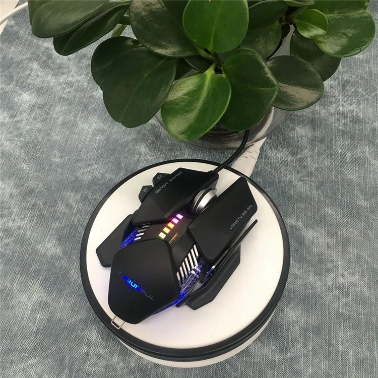 Y-fruitful M8 RGB Wiring Gaming Mouse 800-4000 DPI Mouse Mecânico Ajustável de 6 Velocidades Para Computadores, Laptops - Preto