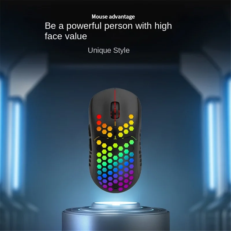 HEITIENIU BL110 2.4G Wireless Mouse 3200DPI Honeycomb Hollow Optical Mouse with RGB Light for PC, Laptop - White
