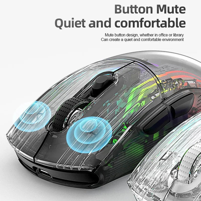 ATTACK SHARK X2PRO RGB lys Wireless Bluetooth-mus Tri-mode Transparent Gaming-mus med Display-skærm - Hvid