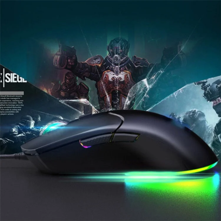 Y-fruitful M6 Rvb Light Wired Gaming Mouse 1,6m USB Gaming Mouse Support Macro Programmation