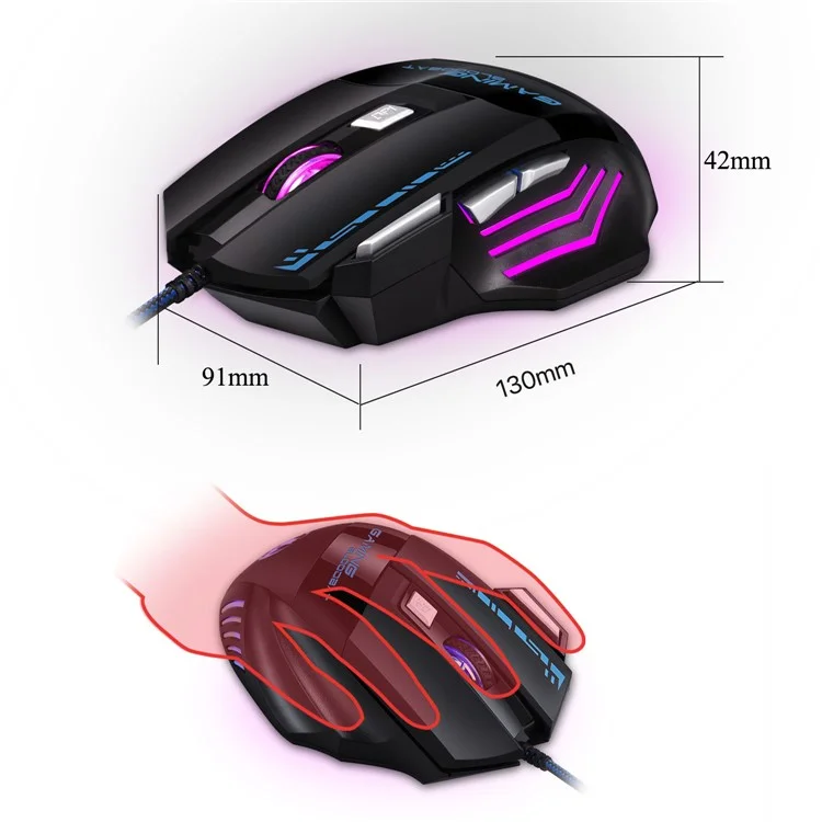 Bloodbat GM02 USB Gaming Wiring Mouse Colorido Respiración de la Computadora Portátil Laptop Rates