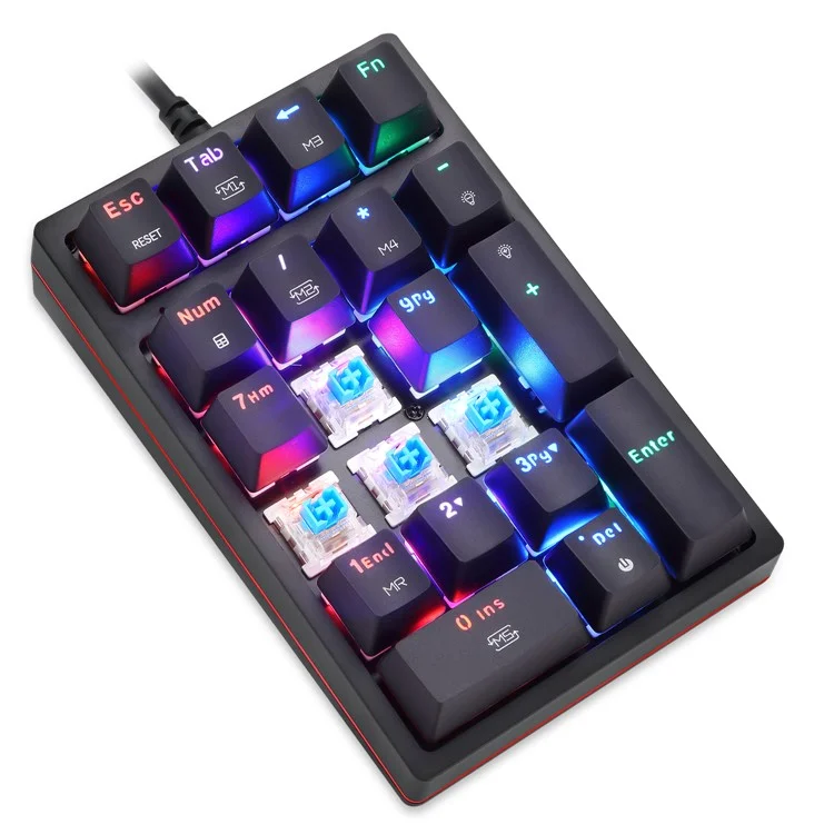 Motospeed K24 RGB Backlight USB Wired Mechanical Numeric Tastatur 21 Tasten Numpad