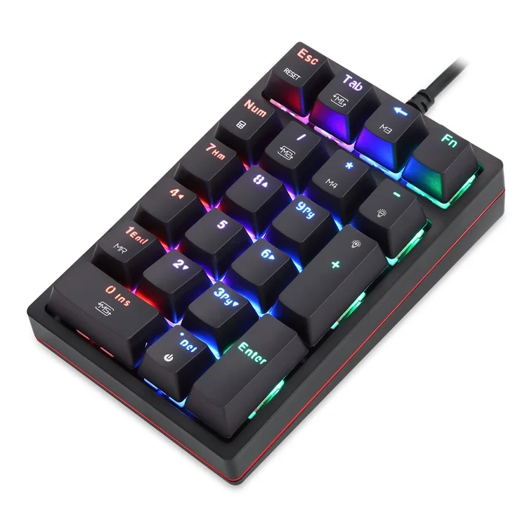 Motospeed K24 RGB Backlight USB Wired Mechanical Numeric Tastatur 21 Tasten Numpad