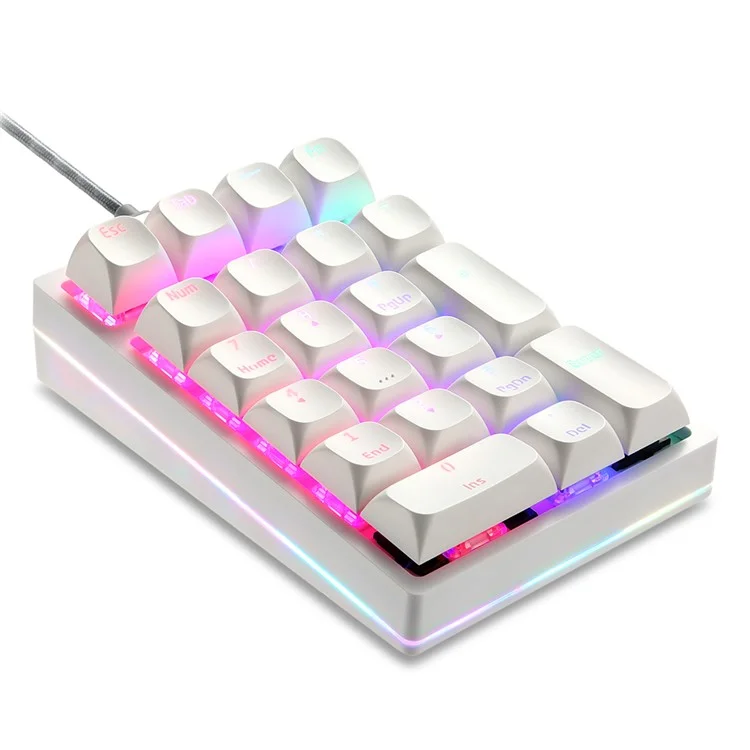 MOTOSPEED K24 Pro RGB Hintergrundbeleuchtung USB kabelgebundene mechanische numerische Tastatur 21 Tasten - Weiß