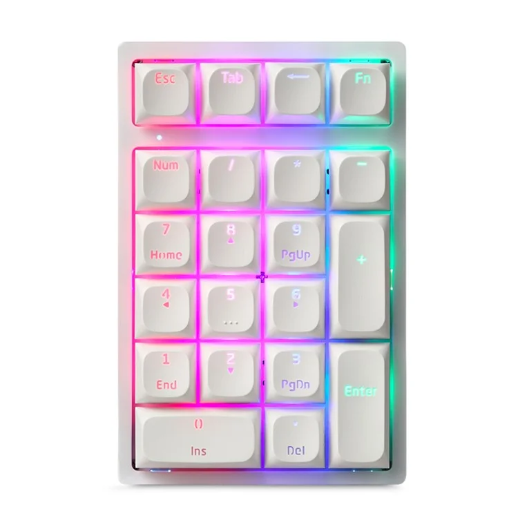 MOTOSPEED K24 RGB Backlight USB Wired Mecánico Numérico Teclado 21 Teclas Numpad - Blanco