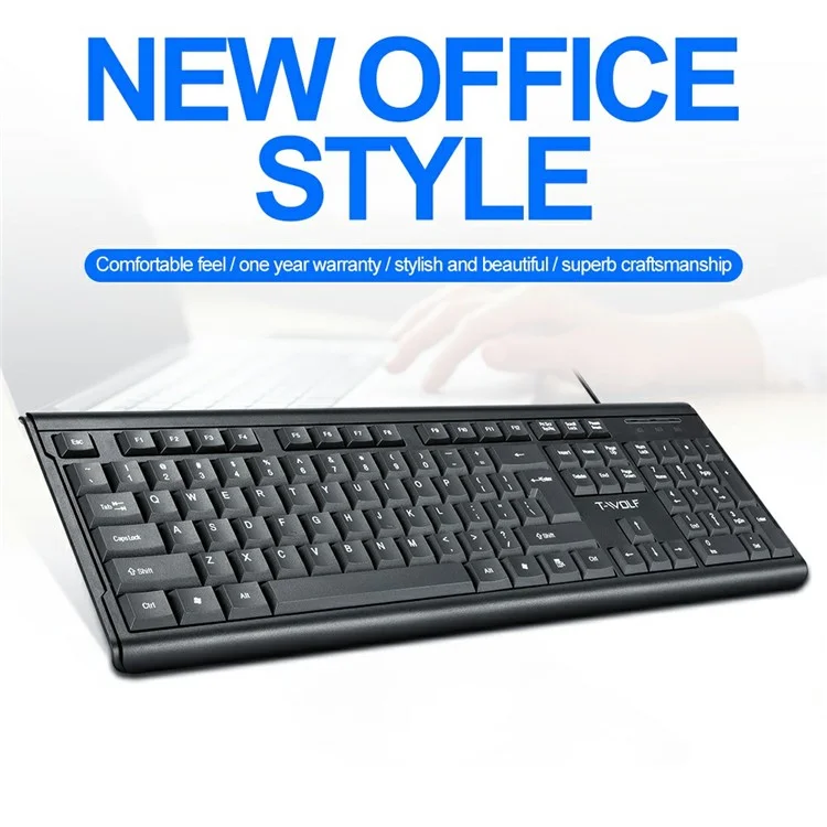 T-WOLF T15 104 Keys USB Wired Keyboard