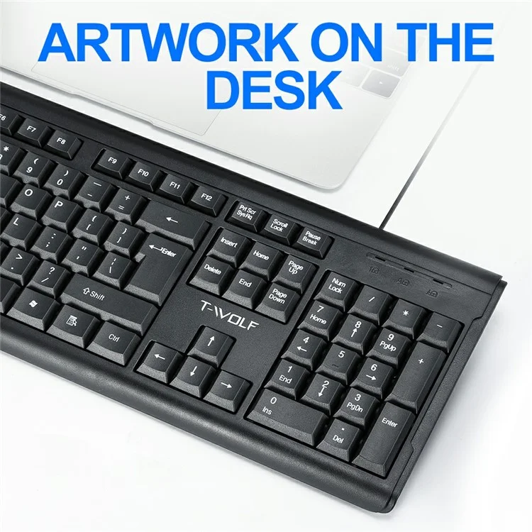 T-WOLF T15 104 Keys USB Wired Keyboard