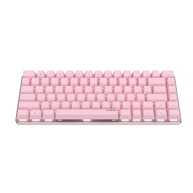 AJAZZ AK33 USB Type-C Wired Computer Laptop Gaming 82 Keys Backlit Mechanical Keyboard - Pink/Red Switch