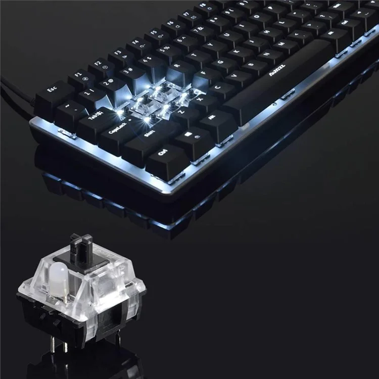 AJAZZ AK33 Computer Laptop Gaming USB Wired 82 Keys RGB Backlit Mechanical Keyboard - Black/Black Switch