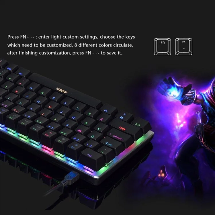 Ajazz AK33 Computer Laptop Gaming USB Wired 82 Tasten RGB RGB Mechanische Tastatur - Schwarz/schwarzer Schalter