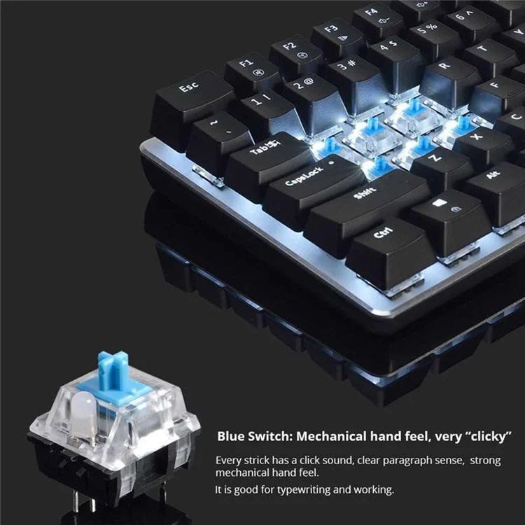 AJAZZ AK33 Computer Laptop Gaming USB Wired 82 Keys RGB Backlit Mechanical Keyboard - Black/Black Switch