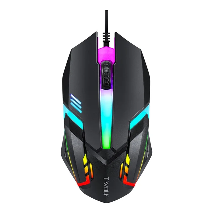 T-WOLF TF800 4-in-1 LED-beleuchtete Gaming-Tastatur, Maus, Kopfhörer und Mauspad-Set