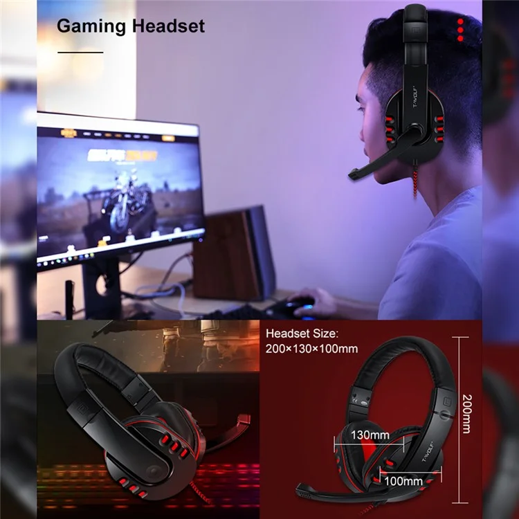 T-WOLF TF800 4-in-1 LED-beleuchtete Gaming-Tastatur, Maus, Kopfhörer und Mauspad-Set