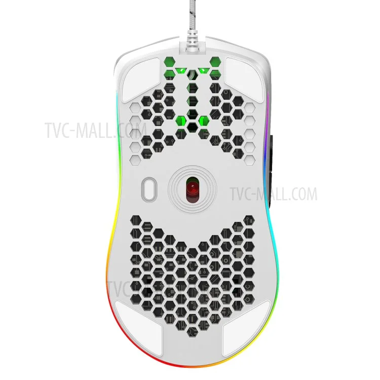 HXSJ J900 RGB Lighting Honeycomb Holow Programmable Gaming Mouse - White