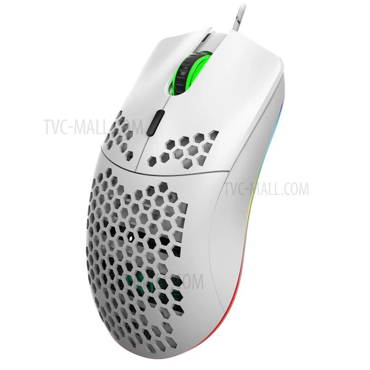 HXSJ J900 RGB Lighting Honeycomb Holow Programmable Gaming Mouse - White