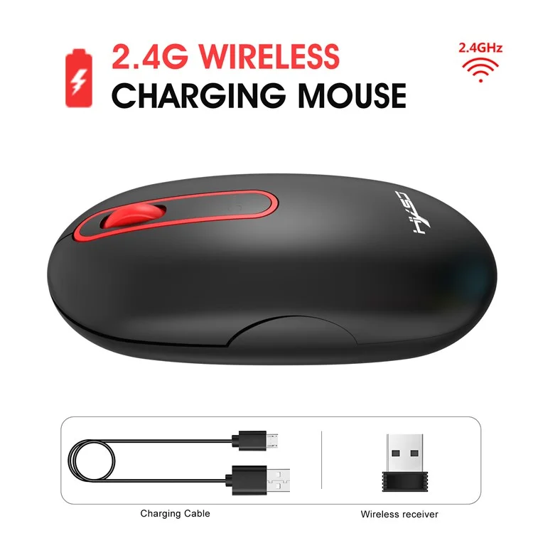 HXSJ T15 2,4 Ghz Mouse Silenzioso Per Laptop/PC Ricaricabile Per Laptop/PC - Nero