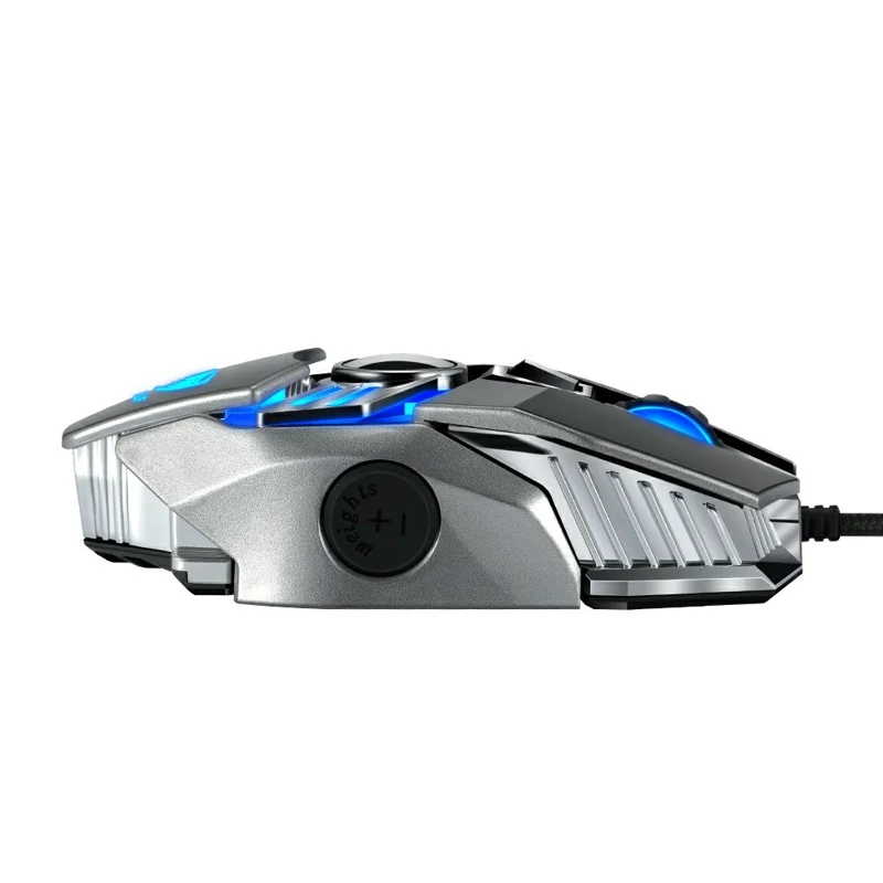 T-WOLF V10 Wired Weighted Mouse Colorful Luminous Gaming Mouse USB Port - Silver