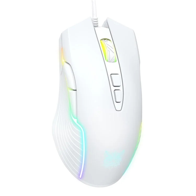 ONIKUMA CW905 USB verkabelte optische Computer-Maus mit RGB-Beleuchtung, 800/1600/2400/3200/4800/6400 DPI, ergonomisches Design, unterstützt Laptop, PC, Desktop-Computer - Weiß