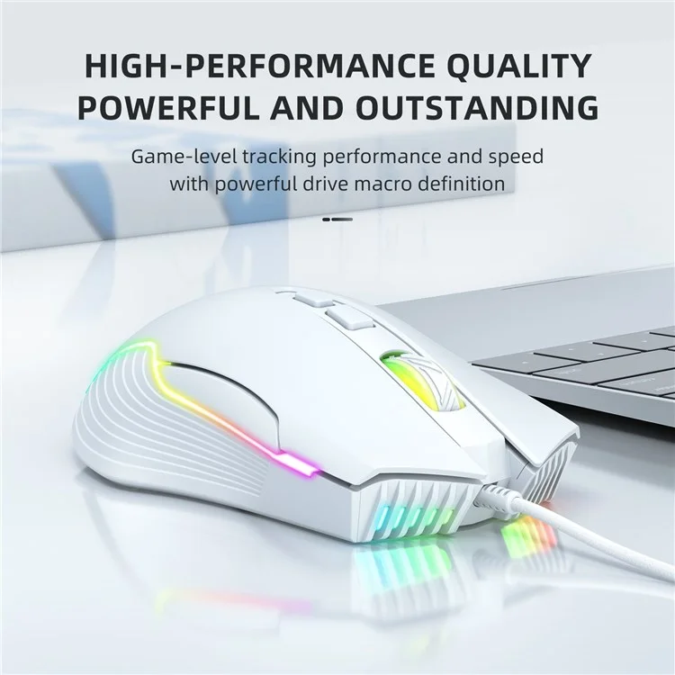 ONIKUMA CW905 USB verkabelte optische Computer-Maus mit RGB-Beleuchtung, 800/1600/2400/3200/4800/6400 DPI, ergonomisches Design, unterstützt Laptop, PC, Desktop-Computer - Weiß
