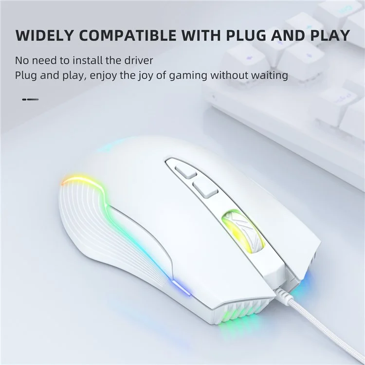 ONIKUMA CW905 USB verkabelte optische Computer-Maus mit RGB-Beleuchtung, 800/1600/2400/3200/4800/6400 DPI, ergonomisches Design, unterstützt Laptop, PC, Desktop-Computer - Weiß