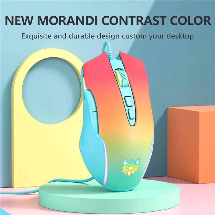 ONIKUMA CW905 USB Wired Mouse Optical Computer RGB Mouse with 800/1600/2400/3200/4800/6400 DPI Ergonomic Design Support Laptop PC Desktop Computer - Blue