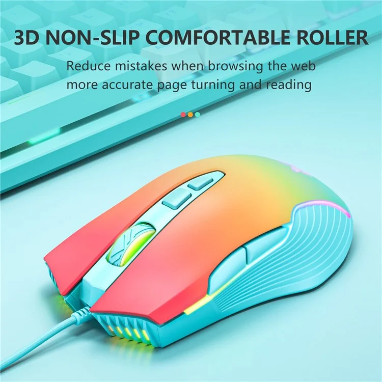 ONIKUMA CW905 USB Wired Mouse Optical Computer RGB Mouse with 800/1600/2400/3200/4800/6400 DPI Ergonomic Design Support Laptop PC Desktop Computer - Blue