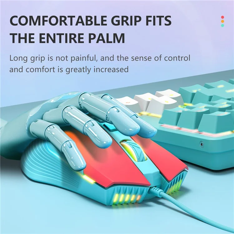 ONIKUMA CW905 USB Wired Mouse Optical Computer RGB Mouse with 800/1600/2400/3200/4800/6400 DPI Ergonomic Design Support Laptop PC Desktop Computer - Blue