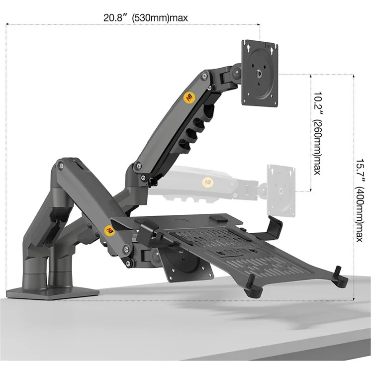 Support de Moniteur de Bureau NORTH BAYOU F160-FP 17-30 Pouces Support de Bras Réglable pour Ordinateur Portable à Double Bras - Noir